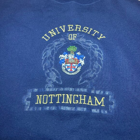 VINTAGE University Of Nottingham embroidered College Sweater Crewneck 90s - Picture 2 of 5